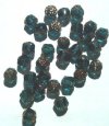 30 8mm Triangle Faceted Teal with Antique Gold Coated Ends
